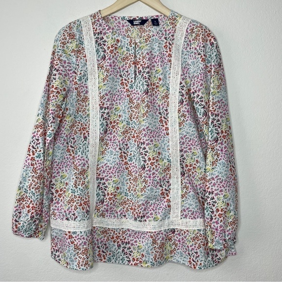 Land’s End Floral Cotton Popover Tunic - Picture 1 of 8
